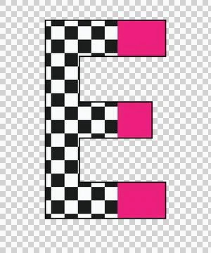 Can Glass Wrap E Letter With Checkered Pattern Stock Illustration