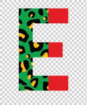 Can Glass Wrap E Letter With Green Leopard 库存插图