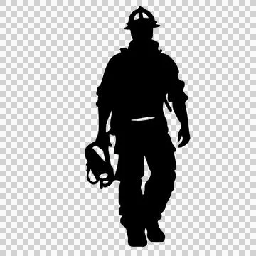 Can Glass Wrap Firefighter In Uniform Silhouette Stock Illustration