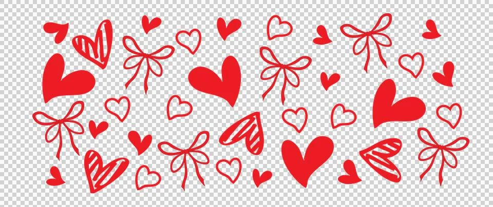 Can Glass Wrap Hearts And Bows Decorative Pattern scattered Stock Illustration