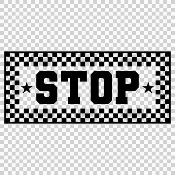 Can Glass Wrap Stop Sign With Checkered Border Illustrazione stock