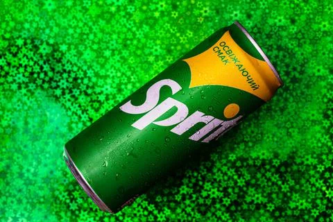 Can of  lemon and lime-flavored soft drink Sprite Stock Photos