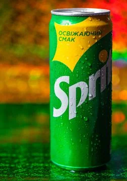 Can of  lemon and lime-flavored soft drink Sprite Stock Photos