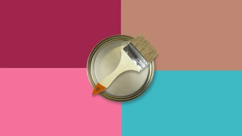 Can of paint and brush Stock Footage 124765488