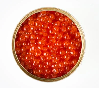 Can of red caviar Stock Photos