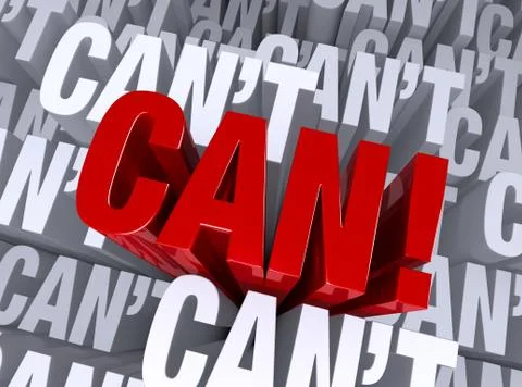 "can" rises above "can't" Illustrazione stock