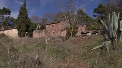 Can Robert Agave facade front path Mola pan Stock Footage 320547458