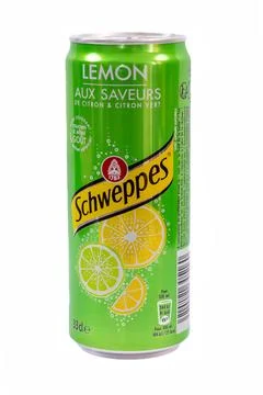 Can of Schweppes isolated on a white background Foto stock