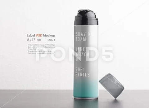 Can for shaving foam or gel isolated on white background mock-up series PSD Template