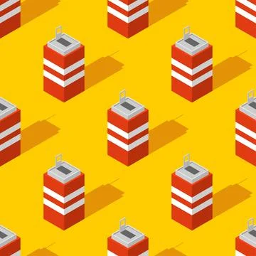 Can of soda isometric pattern seamless. soda water -Fast food background Stock Illustration
