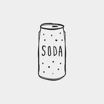 Can with soda label sits on plain background ready for refreshment or enjoy.. Stock Illustration