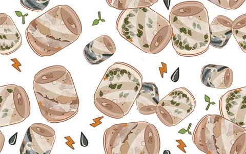 Can of soda. Weather. Seamless pattern. illustration Stock Illustration