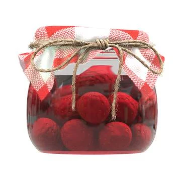 Can with strawberry jam on a white background. Isolate. Stock Illustration