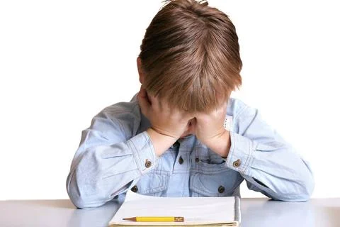 Can t Do It - frustrated school boy A young boy very frustrated with schoo... Stock Photos