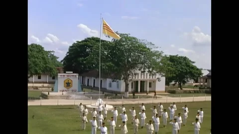 CAN THO - 1967 - Popular Forces soldiers practice karate on a lawn at the Can Stock Footage 316679576