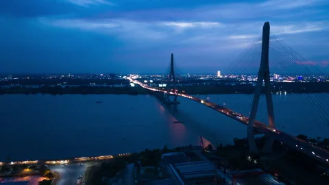 Can Tho Bridge Bridge and infrastructure in Vietnam's Mekong Delta. Stock Footage 308462654