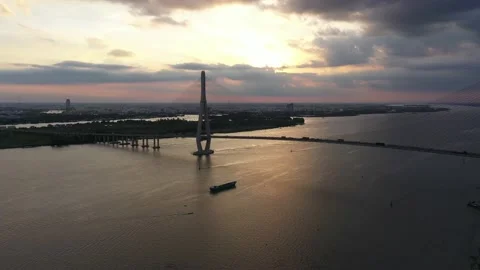Can Tho bridge at the sunset Video stock 165651103