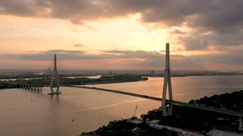 Can Tho bridge at the sunset Stock Footage 165651161