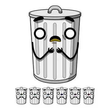 Can trash bin character cartoon vector graphic Stock Illustration
