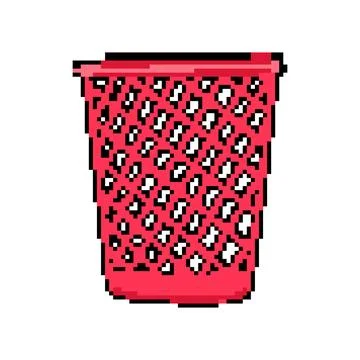 Can trash bin pixel art vector illustration Stock Illustration