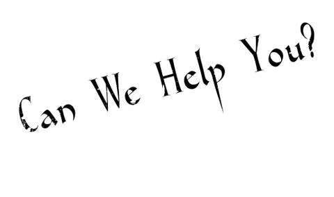 Can We Help You rubber stamp Stock Illustration
