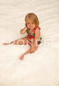 Can you hear me now. Small girl with mobile phone. Small child make phone call Stock Photos