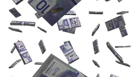 Canada 10 Dollars Falling Animation on White Screen Stock Footage 299764361