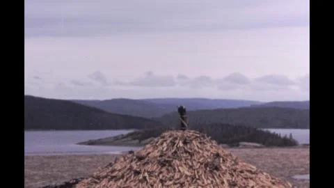 Canada 1960s, Natural fish drying process view 動画素材 256376227