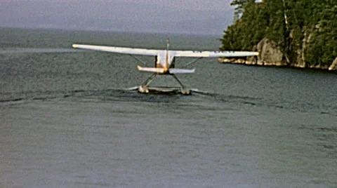 Canada 1970: seaplane before taking off Stock Footage