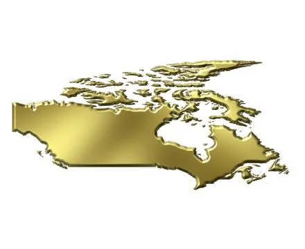 Canada 3d golden map Stock Illustration