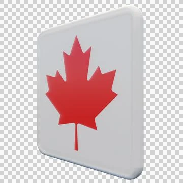 Canada 3d illustration flag on pole. Wood flagpole Stock Illustration