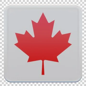 Canada 3d illustration flag on pole. Wood flagpole Stock Illustration