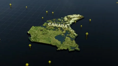 Canada 3D Map With Animation Stock Footage 303182696