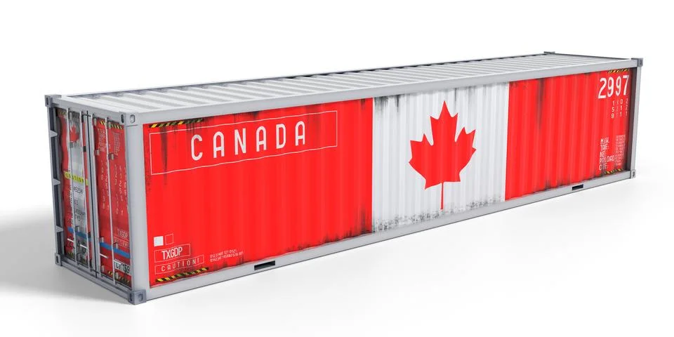 Canada - 40 feet cargo container for international trade and logistics - 3D.. Stock Illustration
