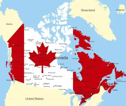 Canada Abstract vector color map of Canada country coloured by national fl... Stock Photos
