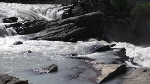 Canada alberta athabasca falls and rocks Stock Footage 74062661