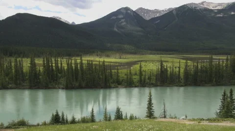 Canada Alberta Bow River greenish water  Stock Footage 40597917