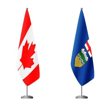 Canada and Alberta flags on flagpoles for official ceremonies and meetings Illustration