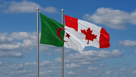 Canada and Algeria two flags Stock Footage 281233928