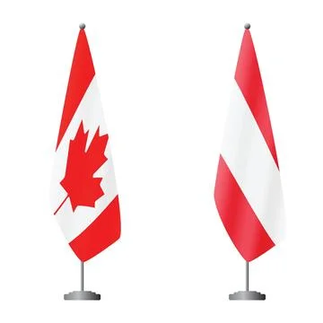 Canada and Austria flags on flagpoles for official ceremonies and meetings Stock Illustration