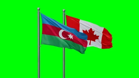 Canada and Azerbaijan two flags Stock Footage 292780239