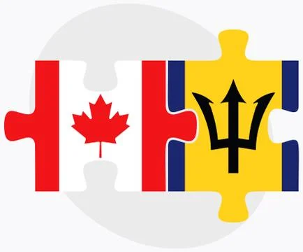 Canada and Barbados Flags Stock Illustration