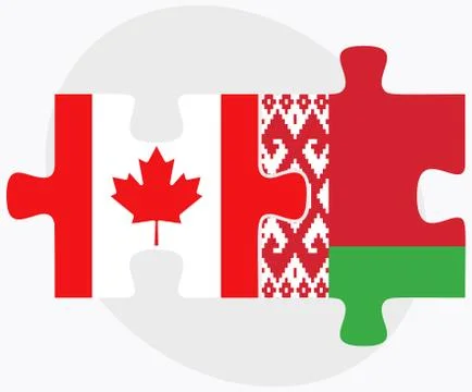 Canada and Belarus Flags Stock Illustration