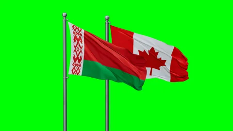 Canada and Belarus two flags Vídeos de archivo 292794892