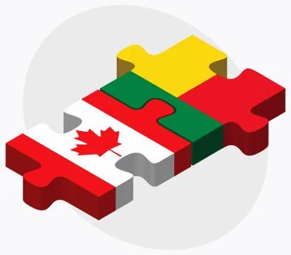 Canada and Benin Flags Illustrazione stock