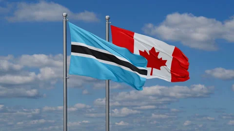 Canada and Botswana two flags Stock Footage 287106557