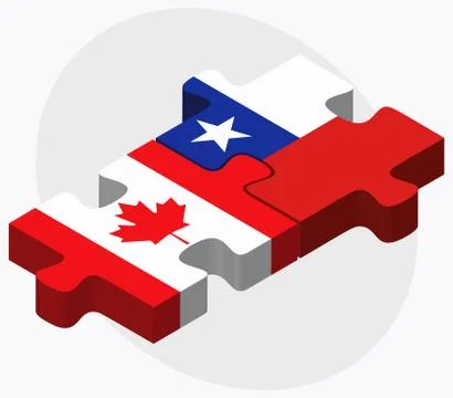 Canada and Chile Flags Stock Illustration
