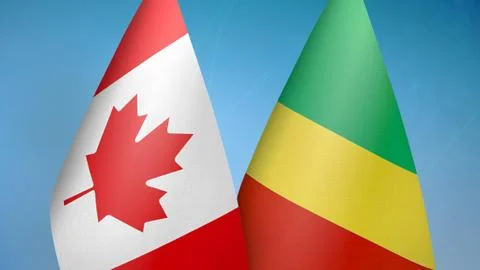 Canada and Congo two flags Stock Illustration