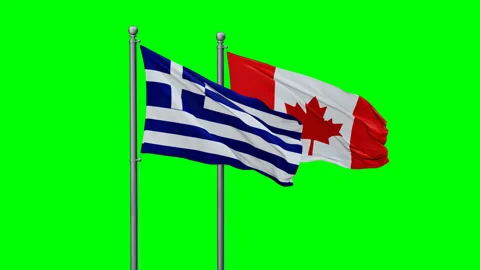 Canada and Greece two flags Stock Footage 291182983