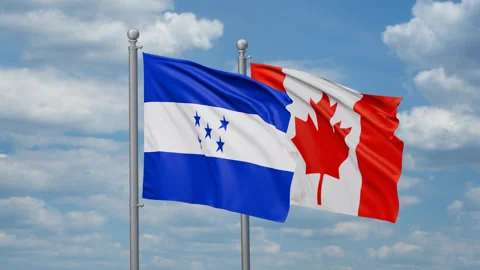 Canada and Honduras two flags Stock Footage 270329728